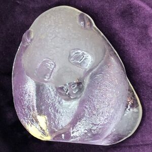 Mats Jonasson Royal Krona Sweden Lead Crystal Panda Bear Sculpture Paperweight